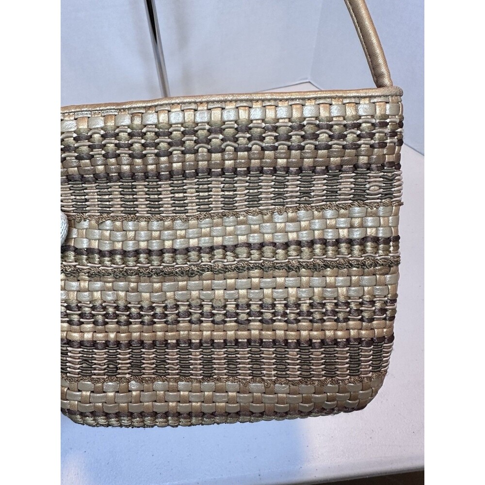 Vintage SHARIF USA Bag 90's Leather Weave Small Roomy Crossbody Purse Zip Dust - Picture 2 of 12